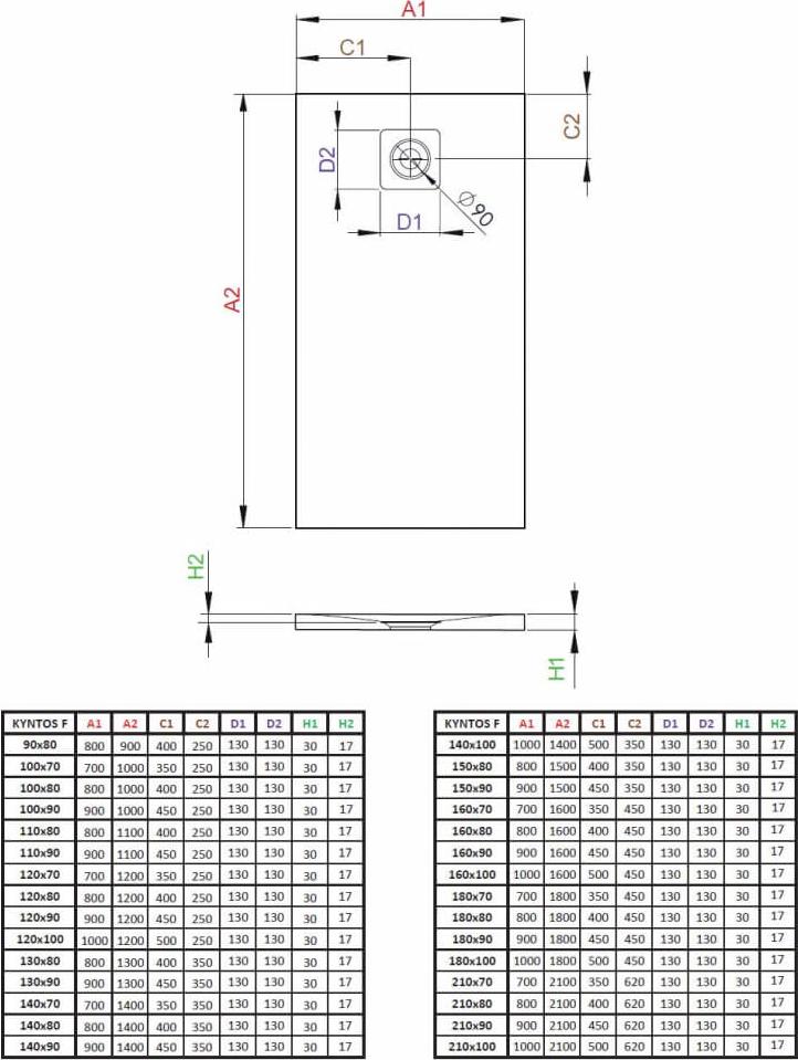 Душевой поддон Radaway Kyntos F 110x90 см HKF11090-64, серый