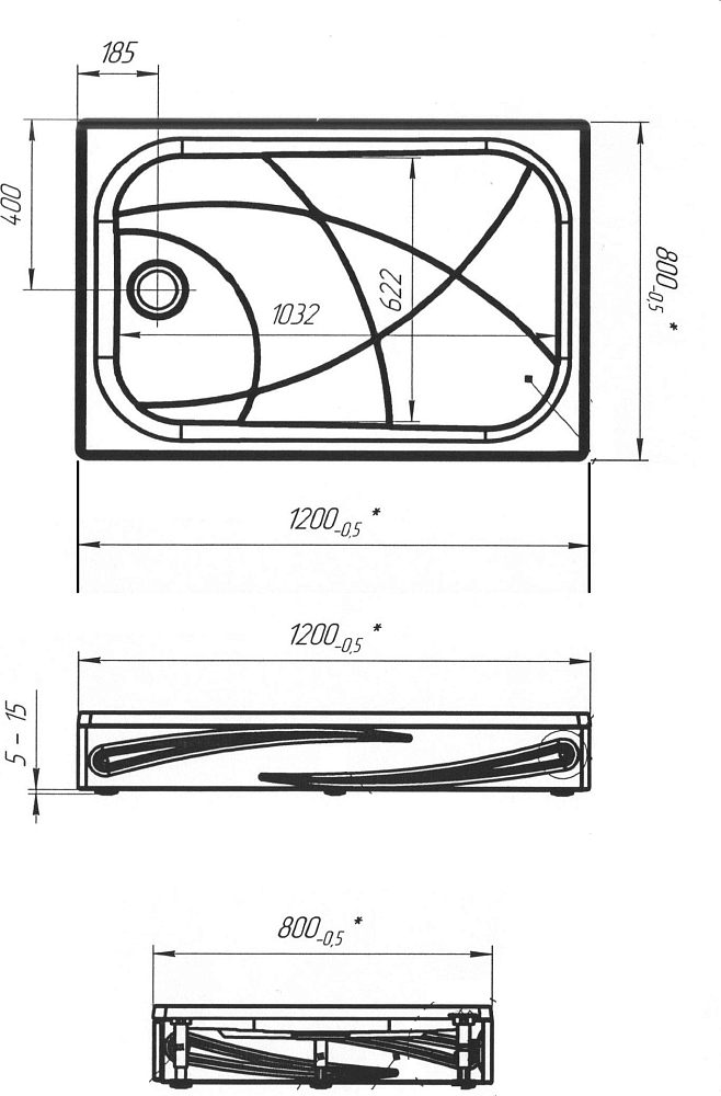 Душевой поддон 1Marka Freya New 01пфн1280п с панелями, 120x80