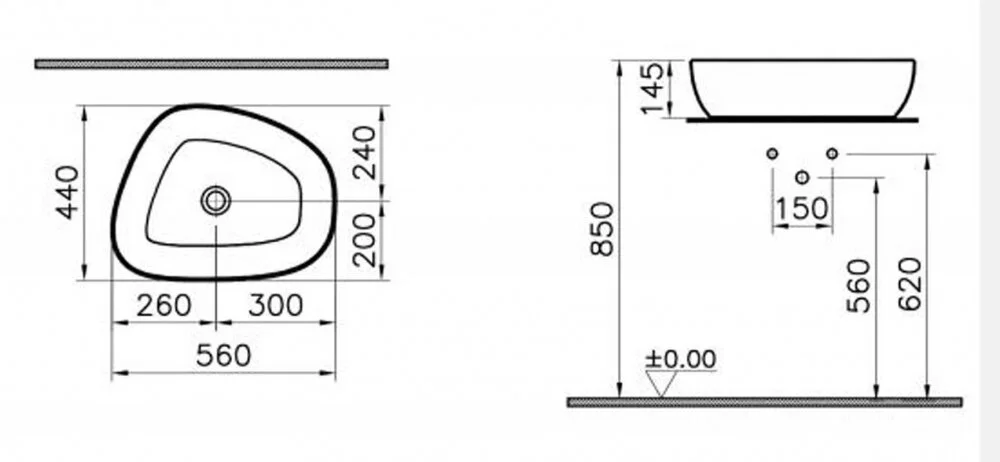 Раковина накладная VitrA Outline 5991B403-0016 белый