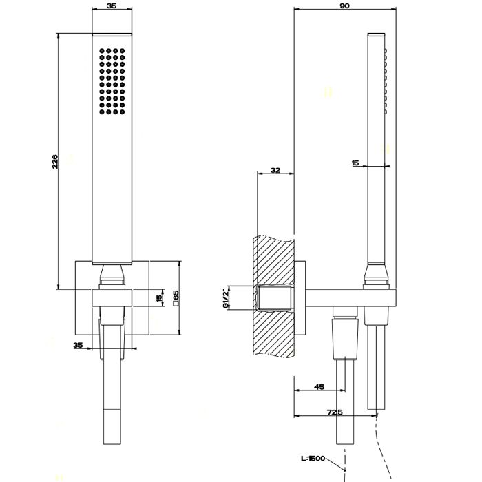 Душевой гарнитур Gessi Rettangolo 20123#031, хром