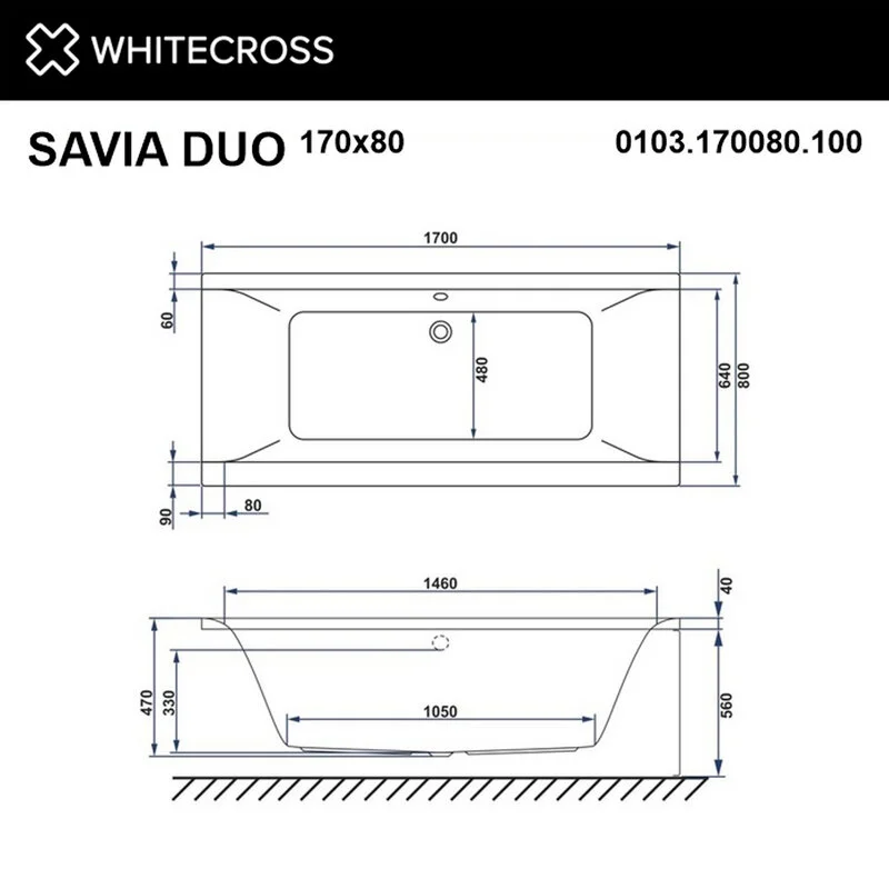 Акриловая ванна Whitecross Savia Duo 0103.170080.100.RELAX.GL белый