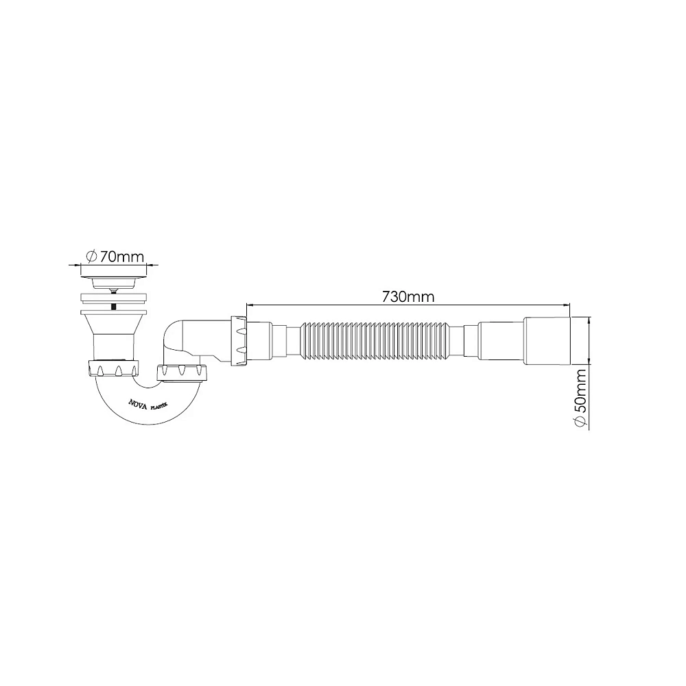 Сифон для душевого поддона Nova 1620 D50 мм белый