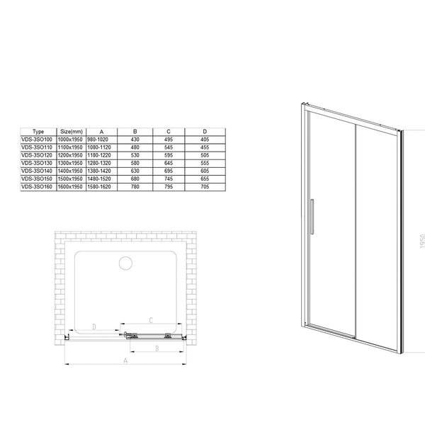 Душевая дверь Vincea Soft VDS-3SO120CLGM 120x195 см, вороненая сталь, стекло прозрачное