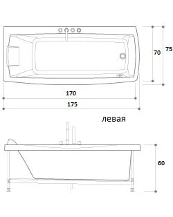 Акриловая ванна Jacuzzi Rivela 9450-048A Sx/Dx белый