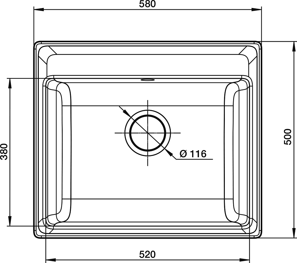 Кухонная мойка GranFest VERTEX GF-V-580 графит