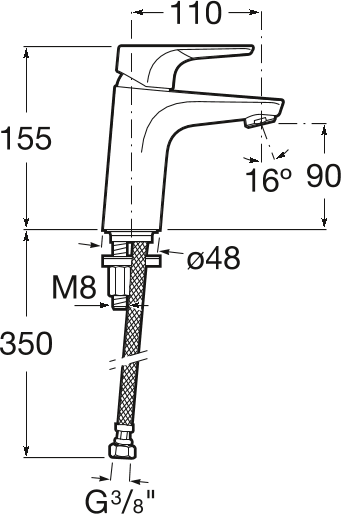 Смеситель для раковины Roca Atlas 5A3290C0M