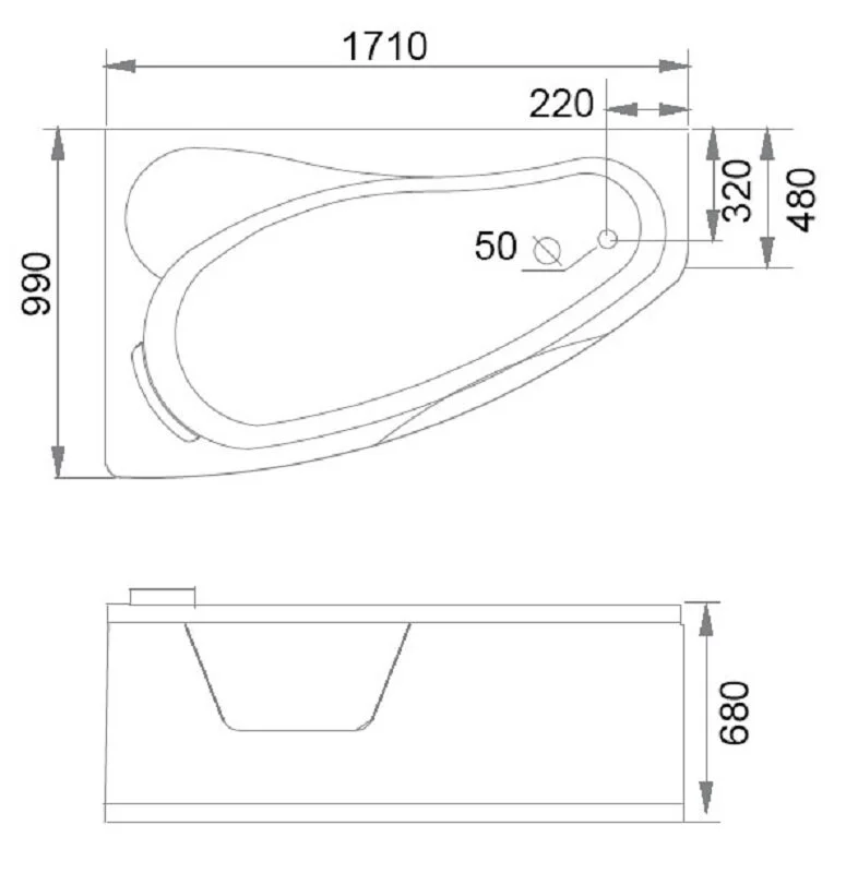 Акриловая ванна Gemy G9046 II K L белый