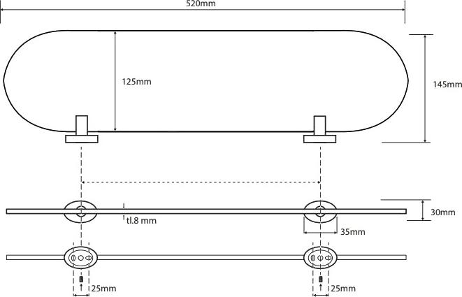 Полочка Bemeta Oval 118402031 хром