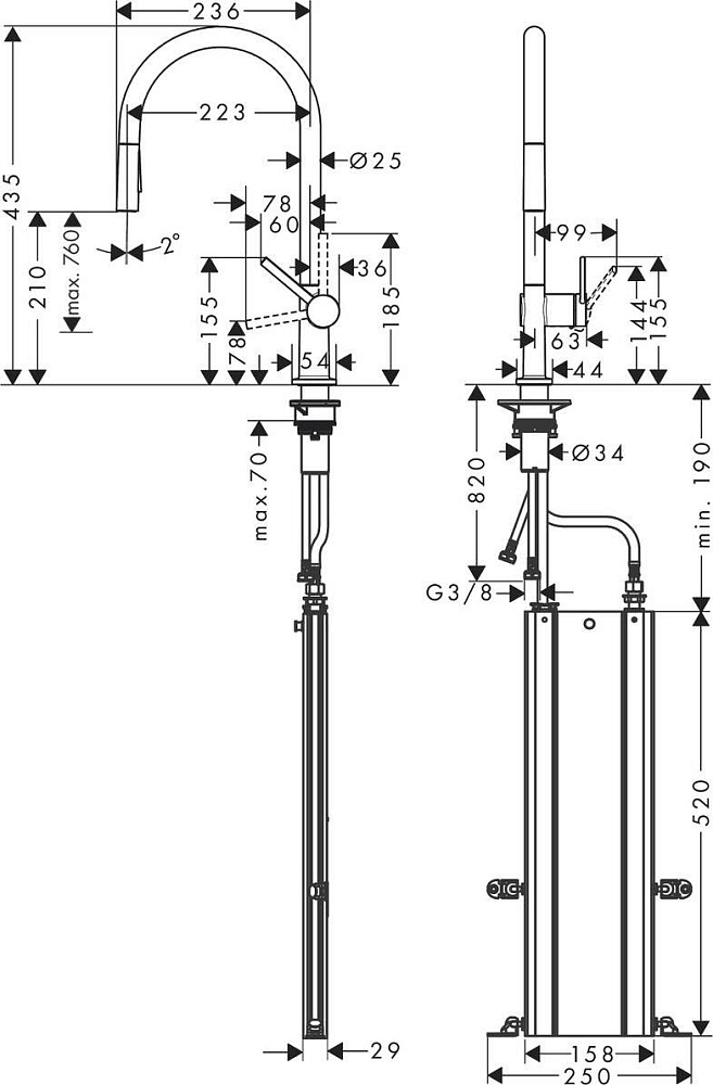 Смеситель для кухни Hansgrohe Talis M54 72801800, сталь