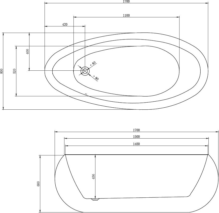 Акриловая ванна Abber 170x80 AB9243