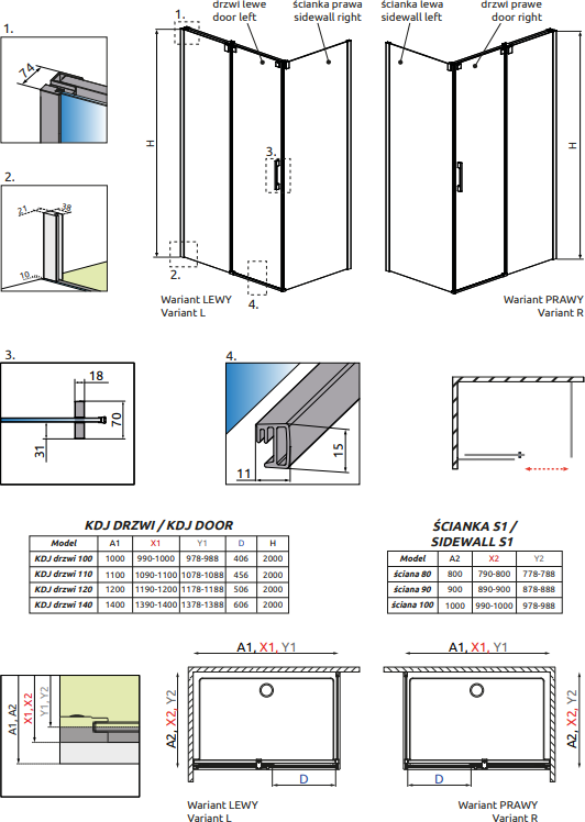 Душевая дверь в нишу 54.5 см Radaway Espera KDJ 545 R 380545-01R стекло прозрачное