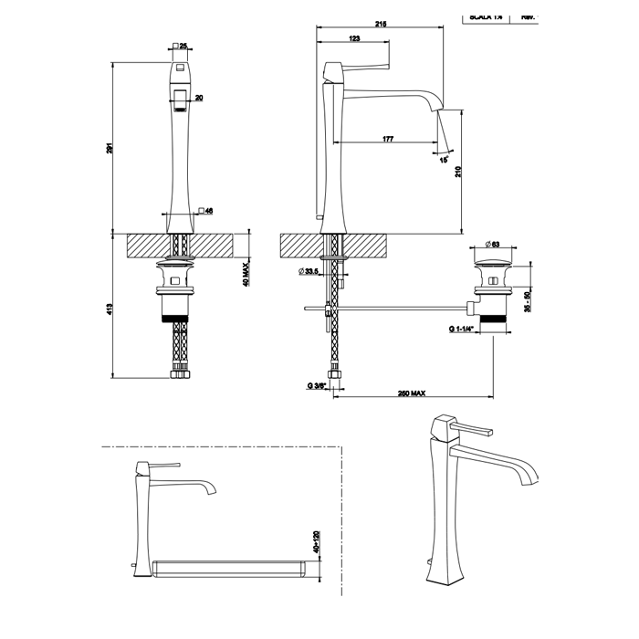 Смеситель для раковины Gessi Mimi 11988#149, finox