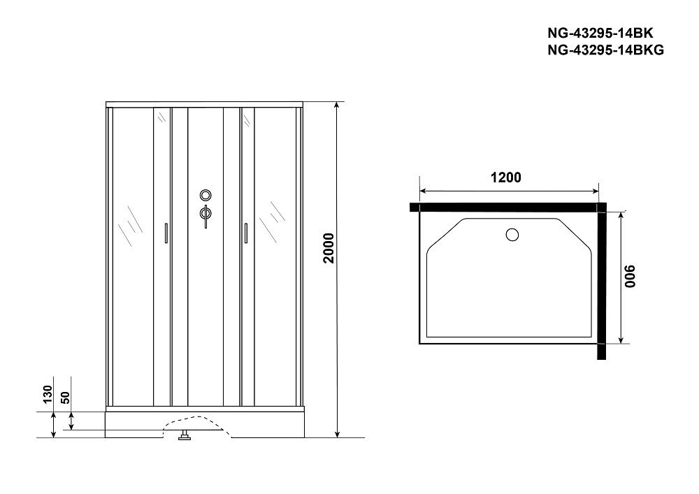 Душевая кабина Niagara Classic 432953QBK стекло матовое, профиль серебро