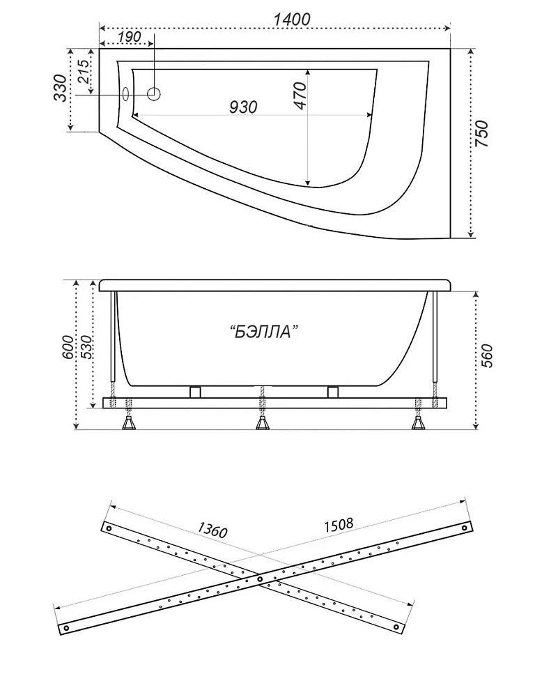 Акриловая ванна Triton Бэлла Щ0000044606 белый