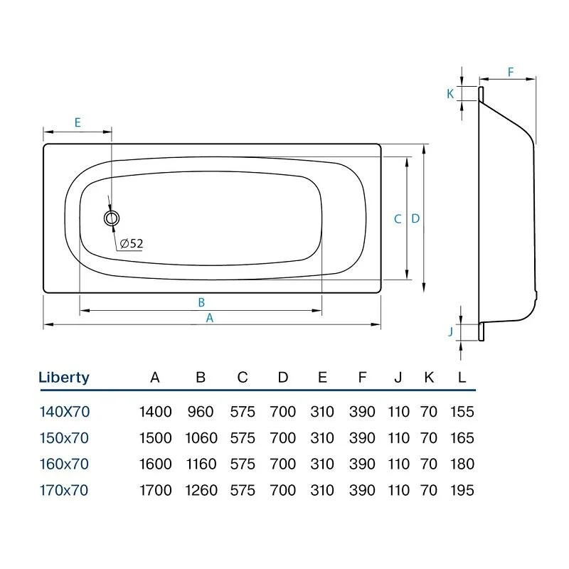 Стальная ванна Koller Pool Liberty B50C2200E белый