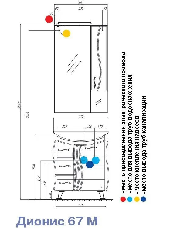 Тумба под раковину Акватон Дионис 1A0083KSDS940 красный, белый