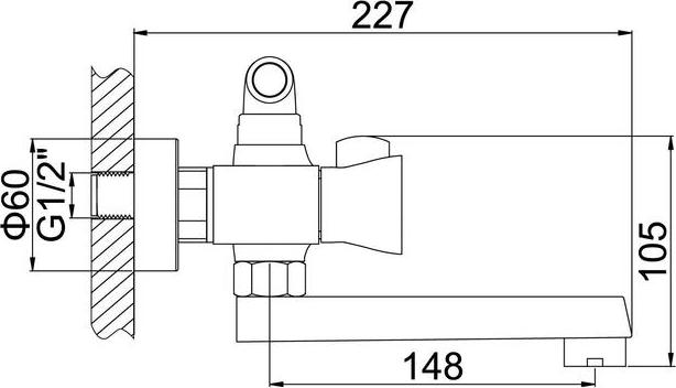 Смеситель для ванны Accoona A6473, хром