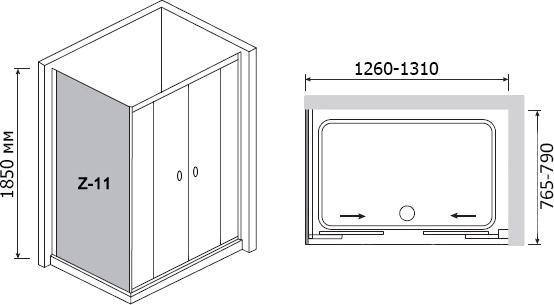 Душевой уголок RGW Classic CL-43 (1260-1310)x800 чистое стекло