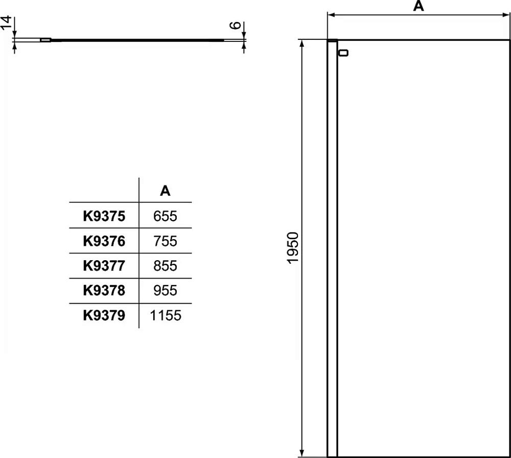 Душевая перегородка 120 см Ideal Standard Connect 2 Wetroom panel K9379EO