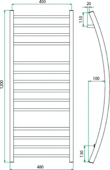 Полотенцесушитель водяной Grota Primo 48x120