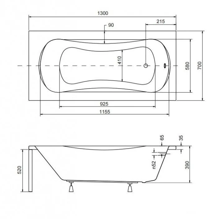 Акриловая ванна Besco Aria WAA-130-PU белый