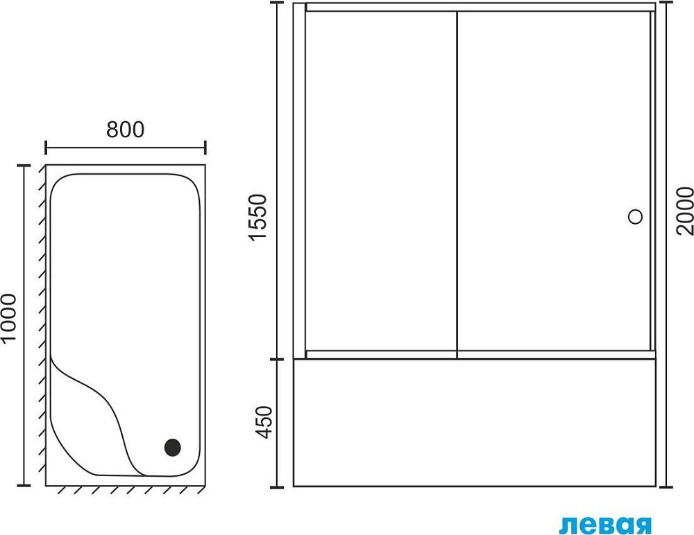 Душевой уголок 100х80 см Royal Bath BP RB8100BP-C-L стекло матовое с поддоном