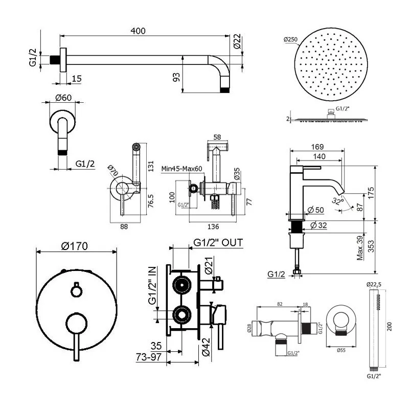 Смеситель для душа Plumberia Selection Ixo KITZXO18OB53 золото