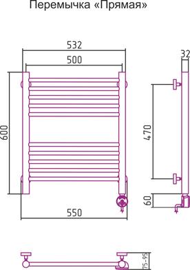 Полотенцесушитель электрический Сунержа Богема 00-0505-6050 60x50 R