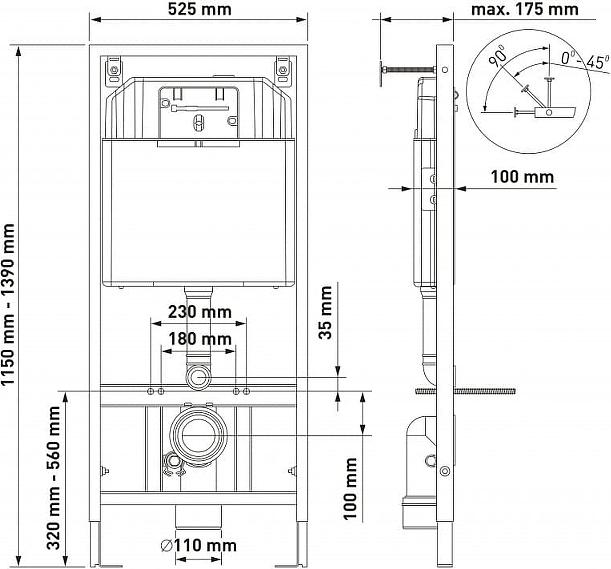 Комплект инсталляция с подвесным унитазом Berges Wasserhaus Novum 043265 с сиденьем микролифт и белой клавишей смыва