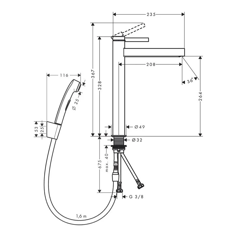 Смеситель для раковины Hansgrohe Finoris 76220670 черный