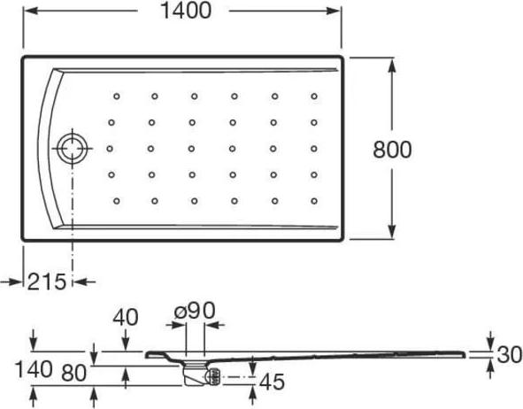 Поддон для душа Roca Hall 140х80 276075000