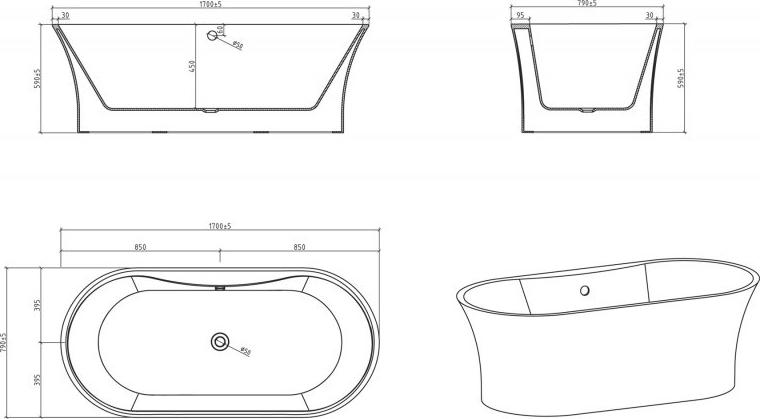 Акриловая ванна BelBagno BB201-1700-800 170х80