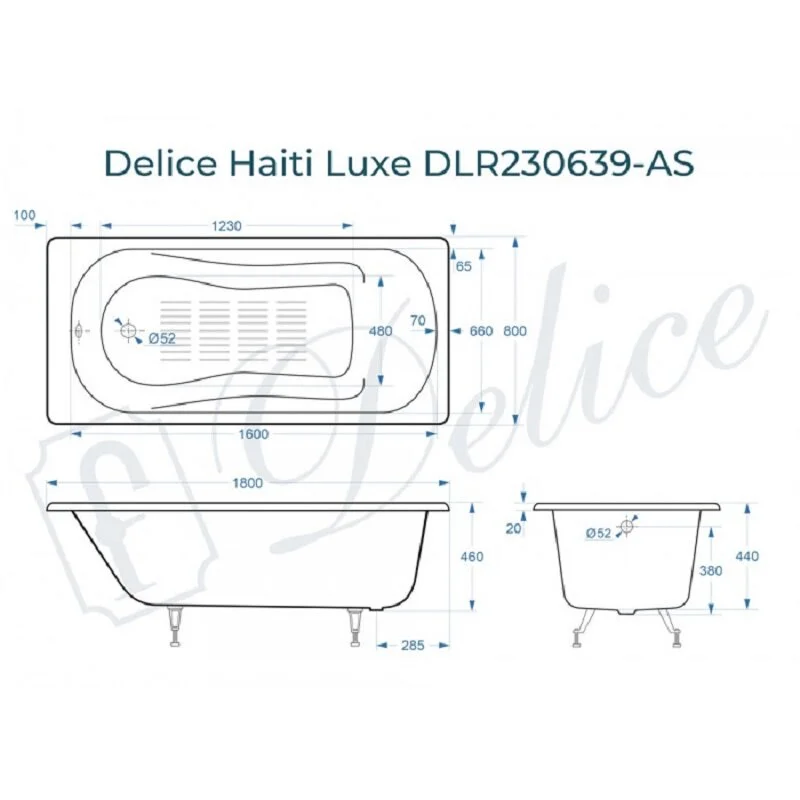 Чугунная ванна Delice Haiti Luxe DLR230639-AS белый