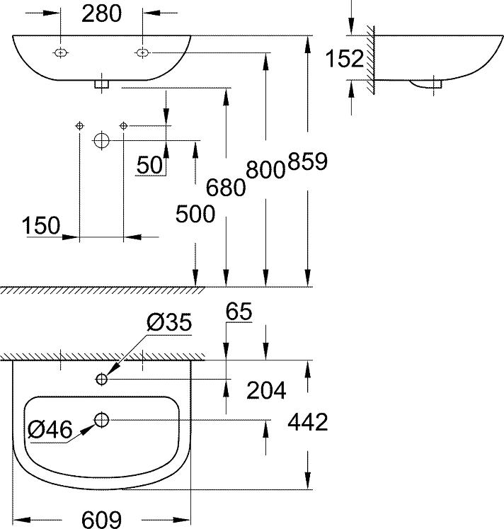 Раковина Grohe Bau Ceramic 39421000 61 см