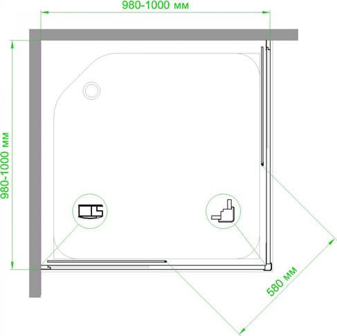 Душевой уголок Royal Bath 100x100 RB100HPD-T-BL, профиль черный стекло прозрачное