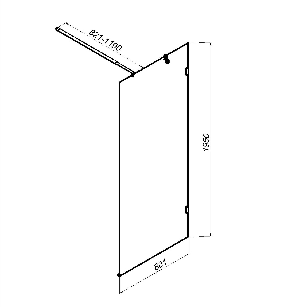 Душевая перегородка 80x195 AM.PM X-Joy W94UWI-80-F1-MTE стекло прозрачное, профиль хром матовый