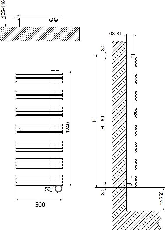 Полотенцесушитель электрический Cordivari Kelly 50x124