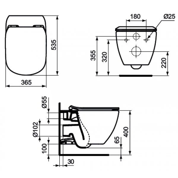 Инсталляция Ideal Standard Prosys с унитазом Tesi AquaBlade, P386801, сиденье микролифт, комплект