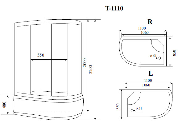 Кабина душевая Timo Standart T-6610SR