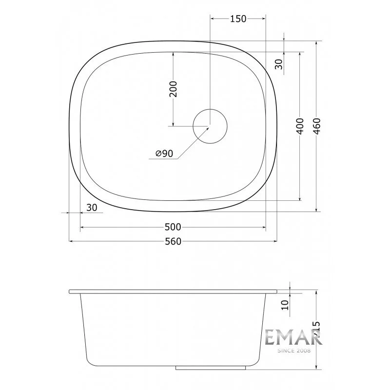 Кухонная мойка Emar Quartz EMQ-1560.P Агат белый