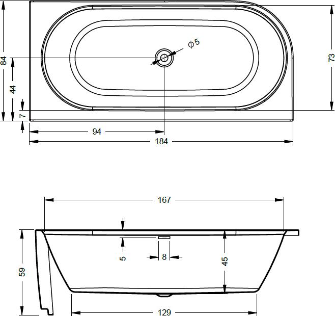 Акриловая ванна Riho Desire Corner B088003005 184x84 L белая глянцевая