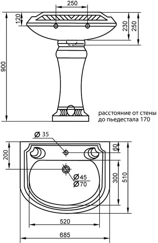 Раковина Cezares King Palace CZR-395/CZR-431 белый