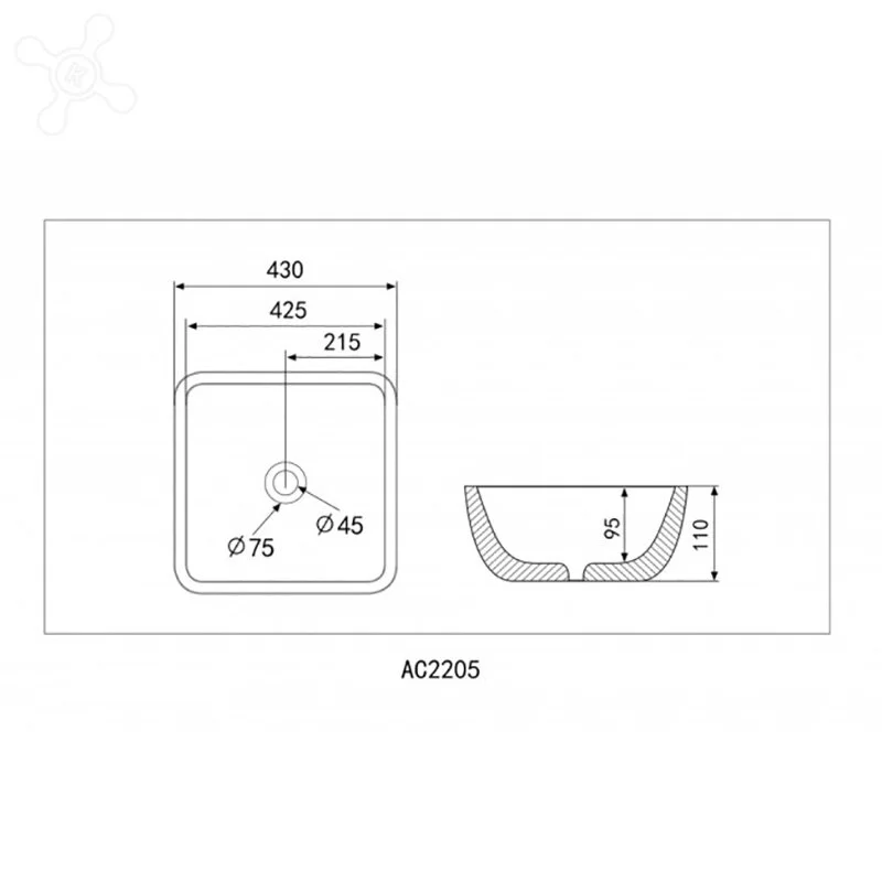 Раковина накладная Abber Rechteck AC2205 белый