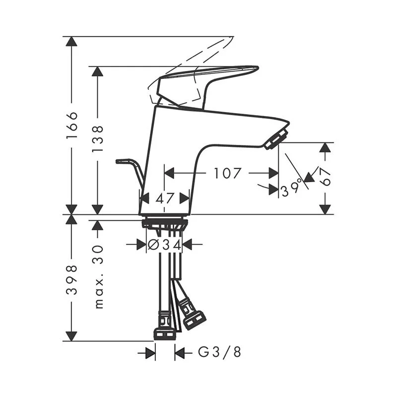 Смеситель для раковины Hansgrohe Logis 71170670 черный