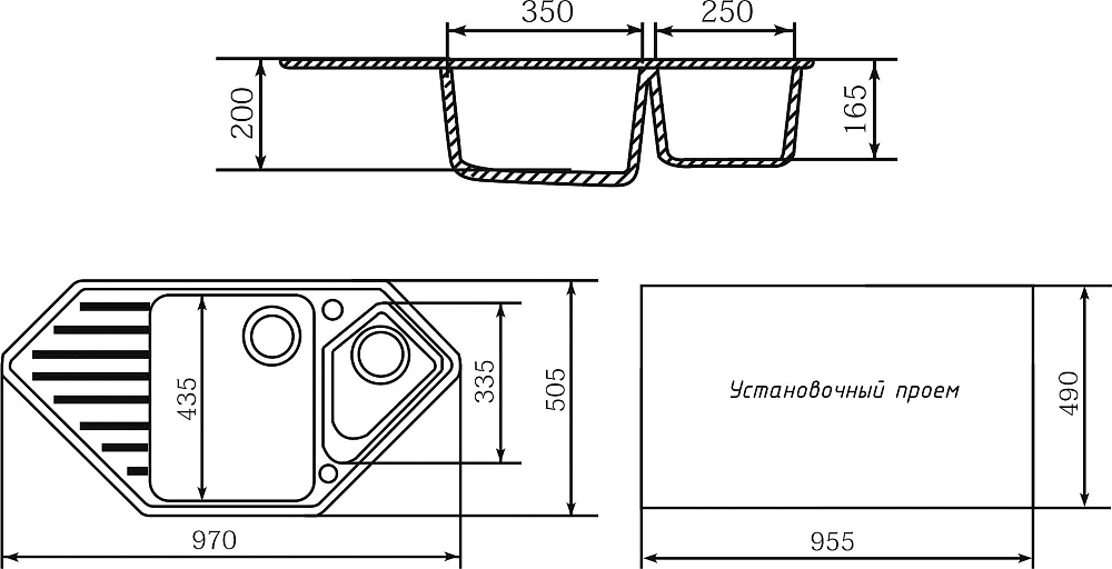 Кухонная мойка Mixline ML-GM25 светло-розовый