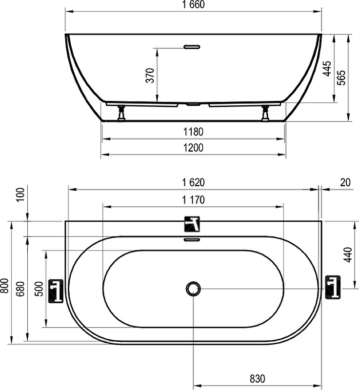 Акриловая ванна Ravak Freedom W 166x80 XC00100027, черный матовый