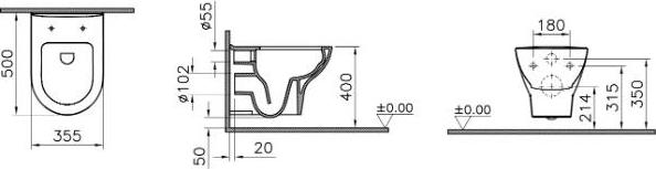 Подвесной унитаз VitrA Zentrum 55795B003-0075, белый