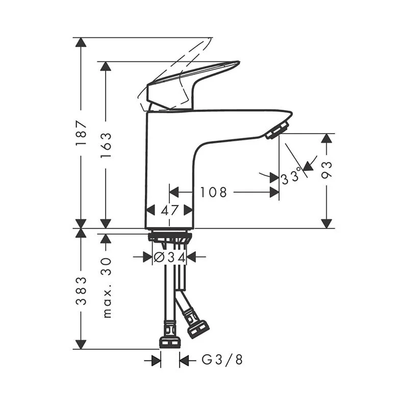 Смеситель для раковины Hansgrohe Logis 71101670 черный