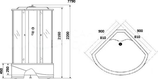 Душевая кабина Niagara Lux 7790W 90x90x220, хром металлик