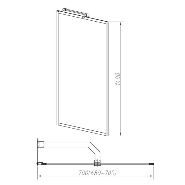 Душевая шторка на ванну Vincea VSB-41700CL 70x140, хром, стекло прозрачное